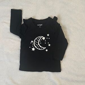 CAT & JACK Glow in the Dark Moon Stars Long Sleeved Tee SIZE 2 T 2 YEARS Whimsy